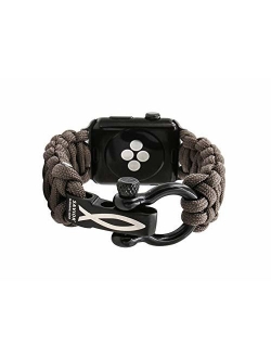 Savior Survival Gear Apple Watch Band 42mm Replacement Made of 550 Paracord with Stainless Steel Adjustable Shackle