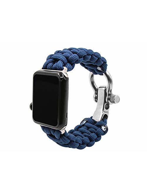 Savior Survival Gear Apple Watch Band 42mm Replacement Made of 550 Paracord with Stainless Steel Adjustable Shackle