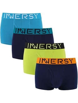 Mens 4 Pack Low Rise Trunks Cotton Breathable Underwear with Pouch