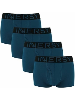 Mens 4 Pack Low Rise Trunks Cotton Breathable Underwear with Pouch