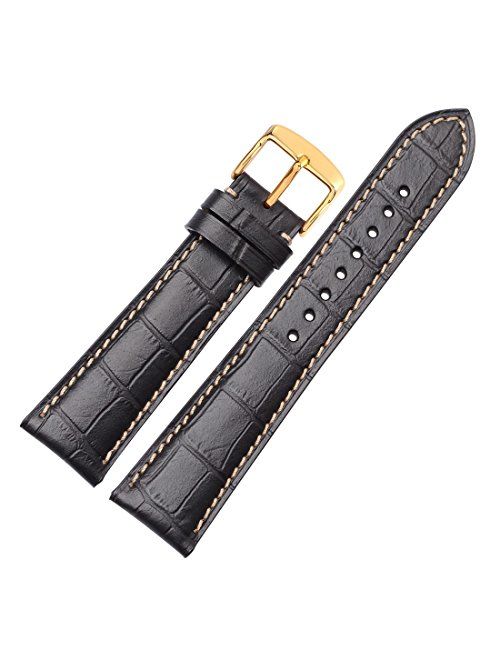 WOCCI 18mm 19mm 20mm 21mm 22mm Alligator Embossed Leather Watch Band, Replacement Strap for Men or Women