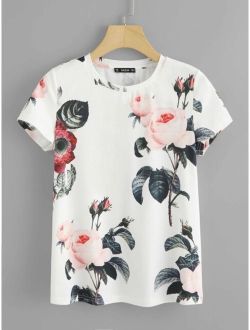 Large Flower Print Tee