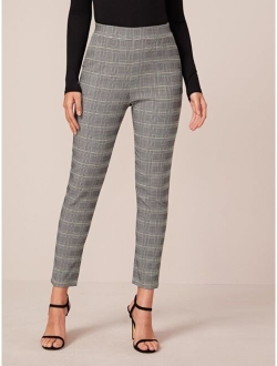 Elastic Waist Plaid Pants