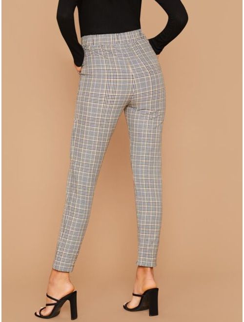 Shein Elastic Waist Plaid Pants