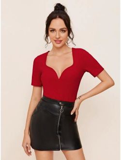 Solid Sweetheart Neck Top