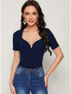 Solid Sweetheart Neck Top