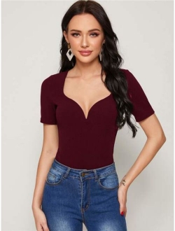 Solid Sweetheart Neck Top