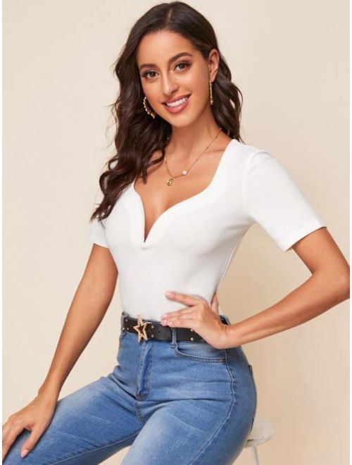 Shein Solid Sweetheart Neck Top