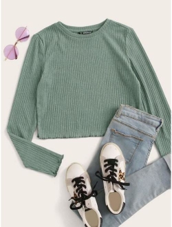 Lettuce Trim Rib-knit Top