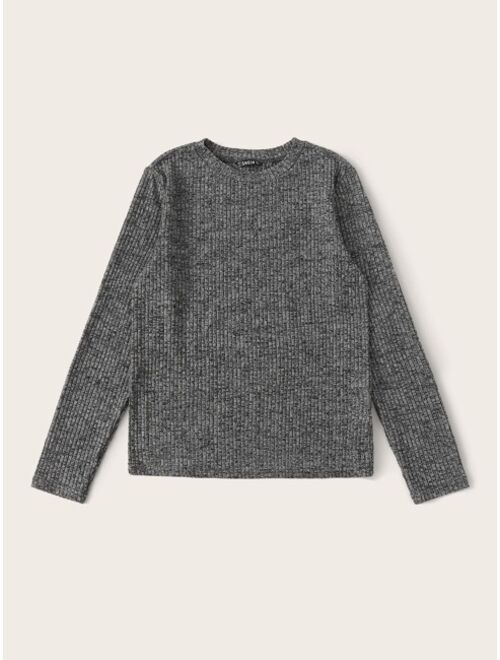 Shein Rib-knit Marled Tee