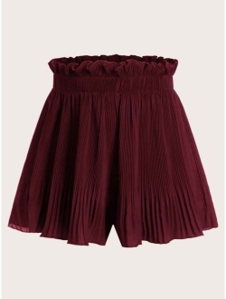 Ruffle Waist Pleated Shorts