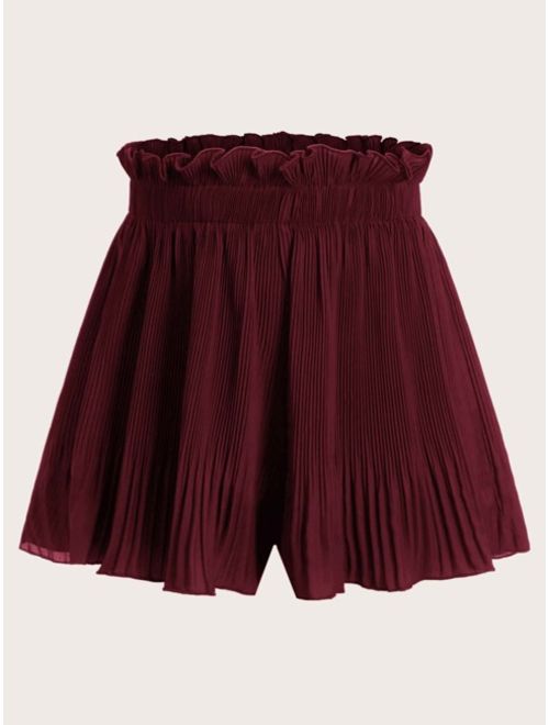 Shein Ruffle Waist Pleated Shorts