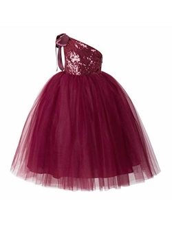 ekidsbridal One-Shoulder Sequin Tutu Junior Flower Girl Dress Formal Princess Dresses 182