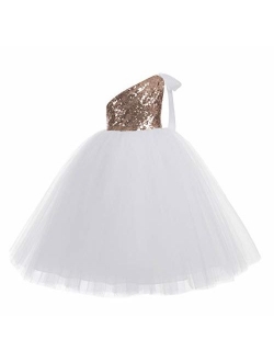 ekidsbridal One-Shoulder Sequin Tutu Junior Flower Girl Dress Formal Princess Dresses 182