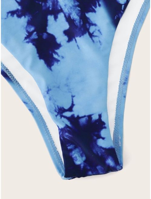 Shein Tie Dye High Leg Bikini Swimsuit