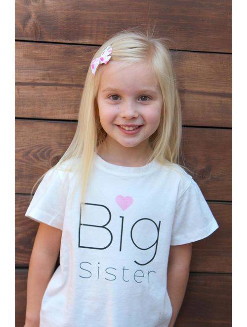 Big Sister Tee Shirt for Youth Kids Toddler Girls Pregnancy Announcement or Gender Reveal Sibling T-Shirt Ultra Soft Premium Cotton in White 4T