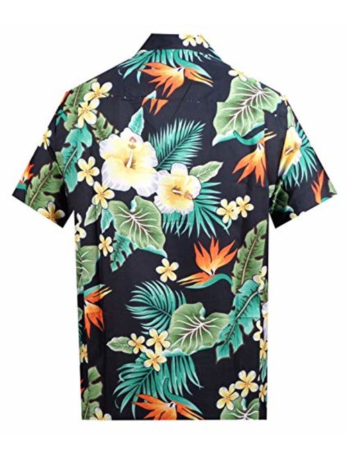 Hawaiian Shirt Mens Flower Leaf Beach Aloha Party Casual Holiday Short Sleeve