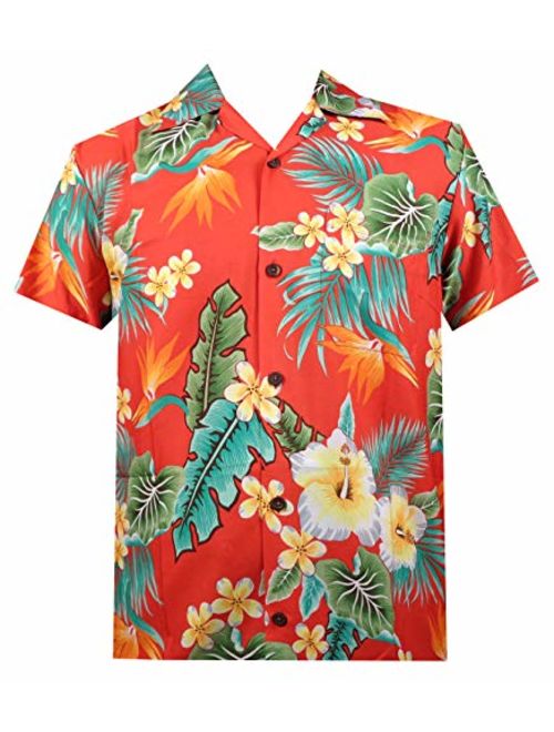 Hawaiian Shirt Mens Flower Leaf Beach Aloha Party Casual Holiday Short Sleeve