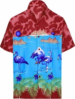 LA LEELA Men's Golf Front Pocket Short Sleeve Hawaiian Shirt