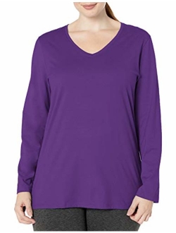 Women's Plus Size Vneck Long Sleeve Tee