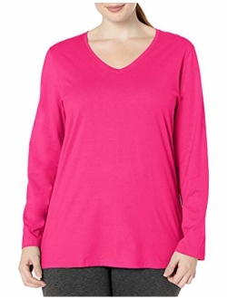 Women's Plus Size Vneck Long Sleeve Tee