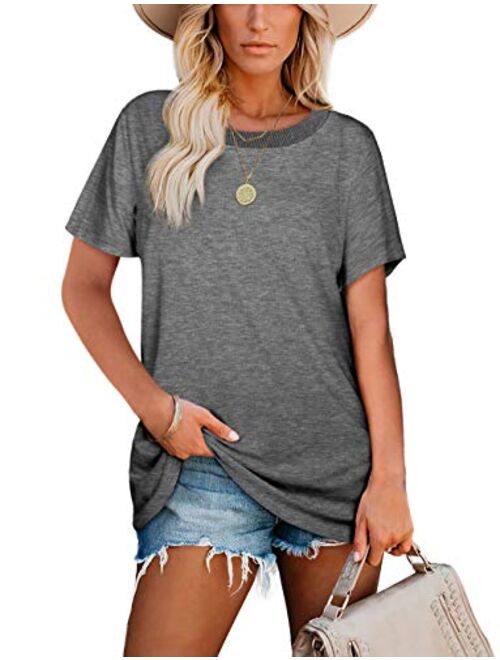 Jescakoo Womens T Shirts Deep V Neck Short Sleeve Pocket Tops Side Split