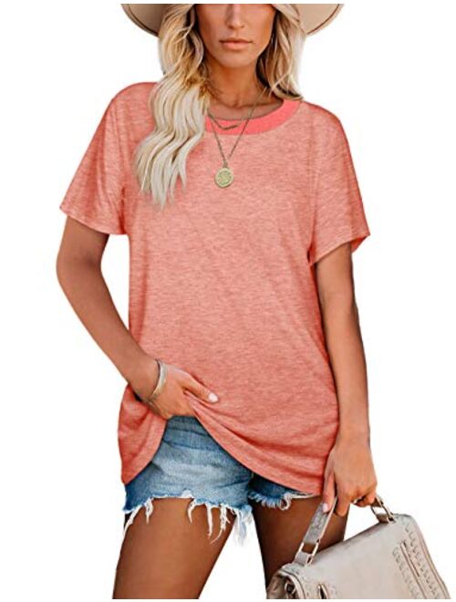 Jescakoo Womens T Shirts Deep V Neck Short Sleeve Pocket Tops Side Split