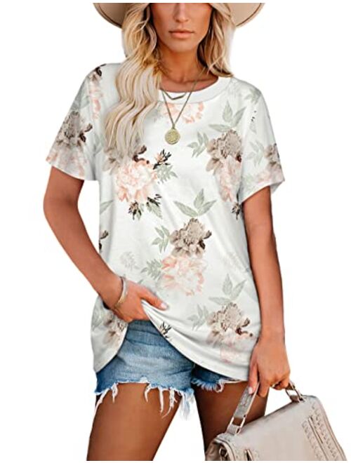 Jescakoo Womens T Shirts Deep V Neck Short Sleeve Pocket Tops Side Split