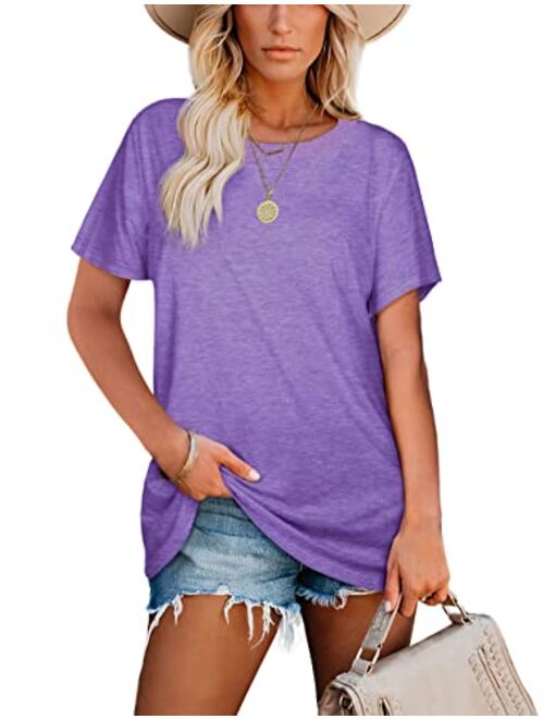 Jescakoo Womens T Shirts Deep V Neck Short Sleeve Pocket Tops Side Split