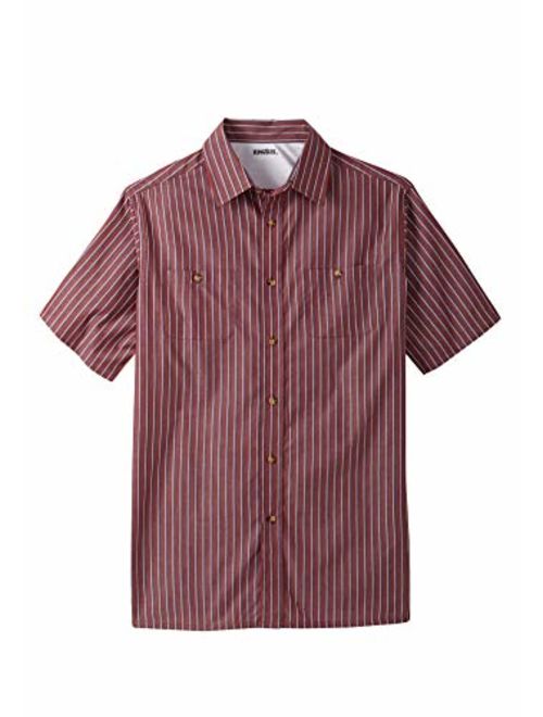 KingSize Men's Big and Tall Striped Short-Sleeve Sport Shirt