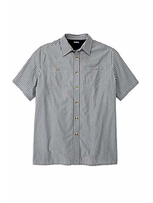 KingSize Men's Big and Tall Striped Short-Sleeve Sport Shirt