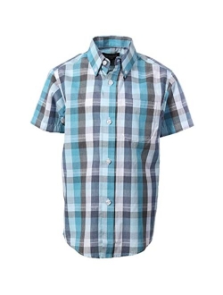 Boys Casual Plaid Checked Short Sleeve Button Down Shirt