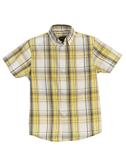 Boys Casual Plaid Checked Short Sleeve Button Down Shirt