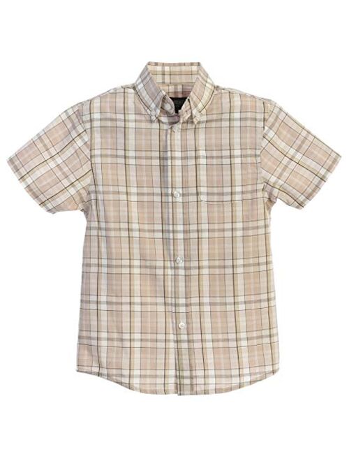 Gioberti Boys Casual Plaid Checked Short Sleeve Button Down Shirt