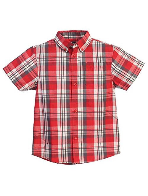 Gioberti Boys Casual Plaid Checked Short Sleeve Button Down Shirt