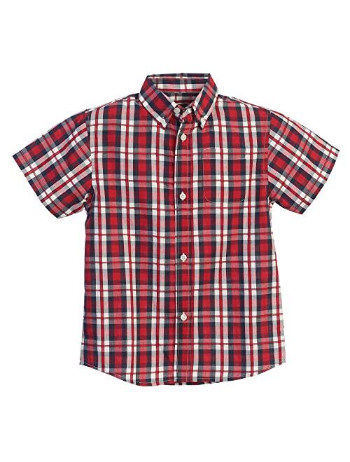 Gioberti Boys Casual Plaid Checked Short Sleeve Button Down Shirt