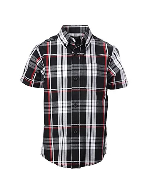 Gioberti Boys Casual Plaid Checked Short Sleeve Button Down Shirt