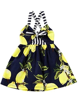 Toddler Girls Summer Ice Cream Print Princess Dress Strap Backless Dress