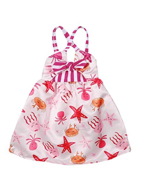 Toddler Girls Summer Ice Cream Print Princess Dress Strap Backless Dress