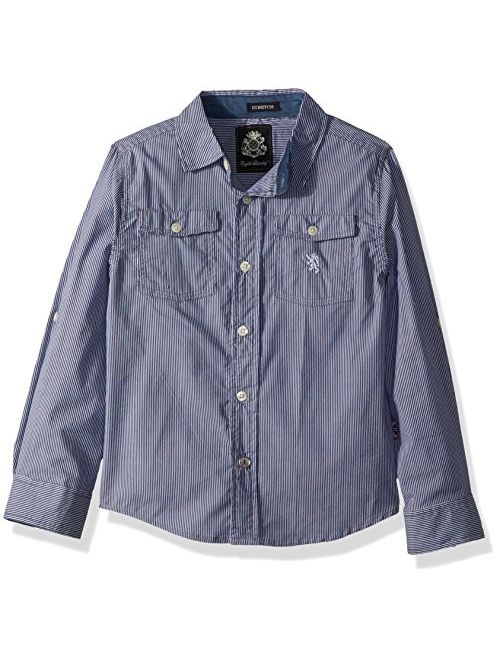 English Laundry Boys' Long Sleeve Striped Cotton Poly Shirt (More Styles)