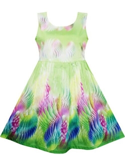 Girls Dress Sky Fantasy Colorful Angel Wings Feather Print