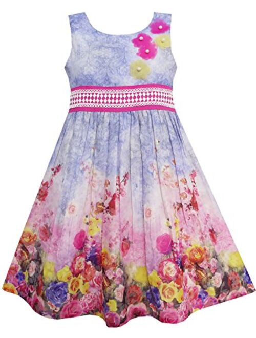 Sunny Fashion Girls Dress Sky Fantasy Colorful Angel Wings Feather Print