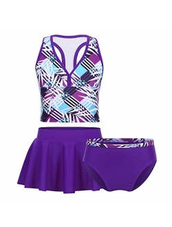 iiniim Big Girls Two Piece Halter Tankini Swimsuit Tank Top with Boyshort Sets Summer Beach Bikini Bathing Suit