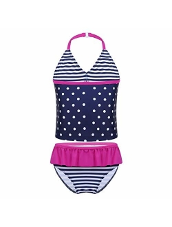 YiZYiF Kids Girls Tankini Bikini 2 Pieces Swimwear Swimming Bathing Suit