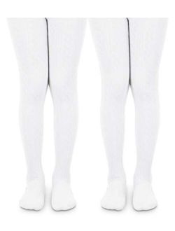 Jefferies Socks Girls School Uniform Cable and Rib Tight 2 Pack