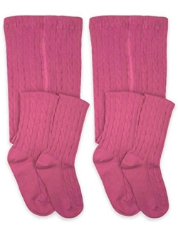 Jefferies Socks Girls School Uniform Cable and Rib Tight 2 Pack