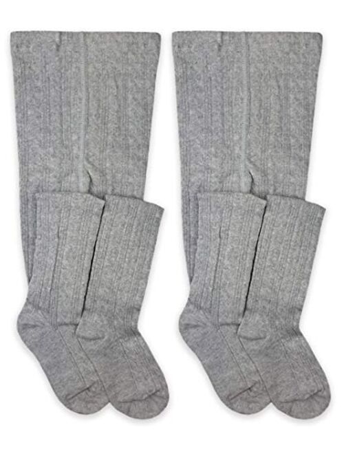 Jefferies Socks Girls School Uniform Cable and Rib Tight 2 Pack