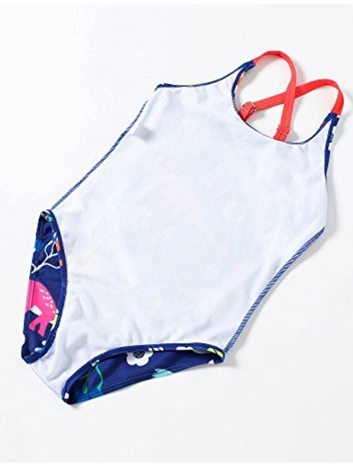 FreeLu Baby Girls' One Piece Cartoon Swimsuit Animal Print Bathing Suit Ruffles Swimwear Cute Baby Bikini Beachwear