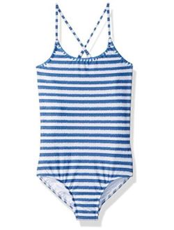 Girls' Big Stripe Tank Swimsuit