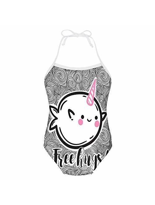 JoyLamoria Kids Swimsuits for Girls 3D Print One Piece Swimwear Elastic Bathing Suit 3T-6X